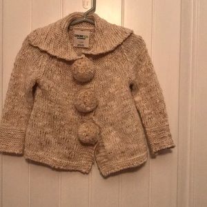 Kids Tan Sweater with Pom Pom detail